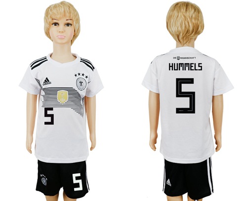 2018 World Cup Germany #5 Hummels White Home Kid Soccer Country Jersey