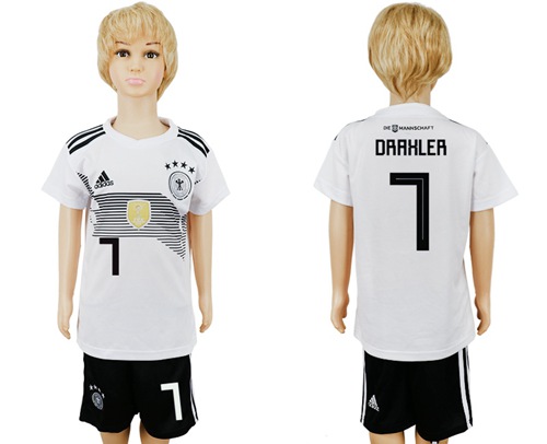 2018 World Cup Germany #7 Draxler White Home Kid Soccer Country Jersey