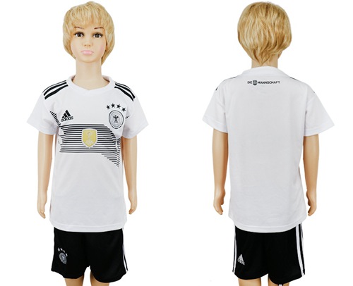 2018 World Cup Germany Blank White Home Kid Soccer Country Jersey