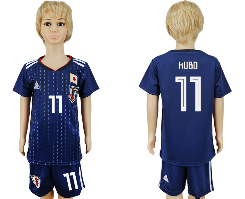 2018 World Cup Kid Japan #11 Kubo Home Soccer Country Jersey