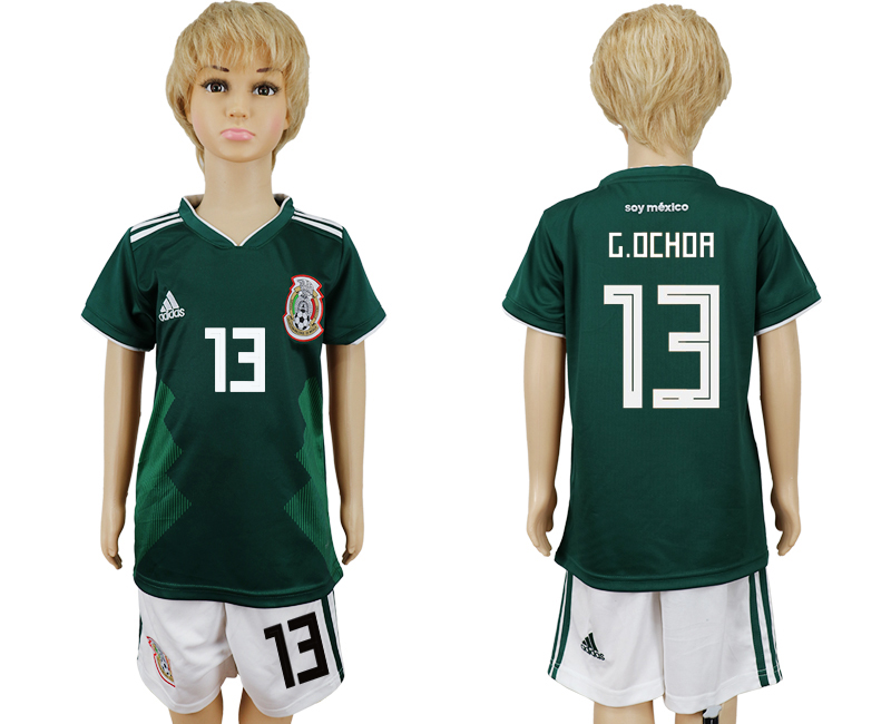 2018 World Cup Kid Mexico #13 G.Ochoa Home Soccer Country Jersey 2018 World Cup Kid Mexico #13 G.Ochoa Home Soccer Country Jersey
