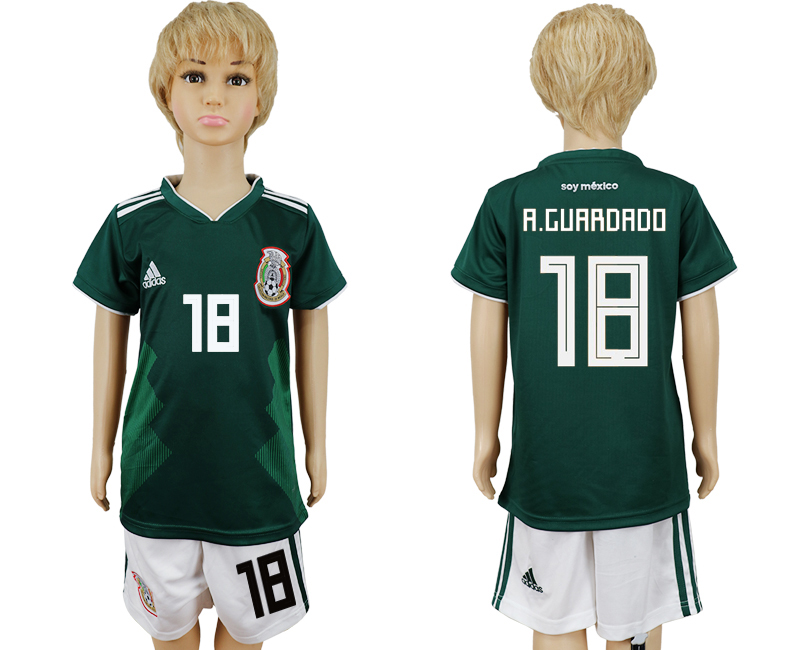 2018 World Cup Kid Mexico #18 A.Guardado Home Soccer Country Jersey