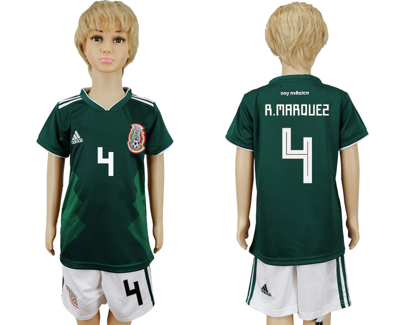 2018 World Cup Kid Mexico #4 R.Marquez Home Soccer Country Jersey