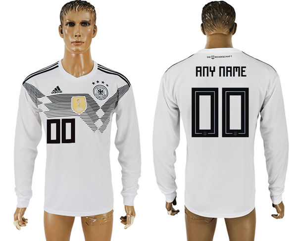 2018 World Cup Men  Germany White Home Long Sleeves Customized Soccer Country Jersey