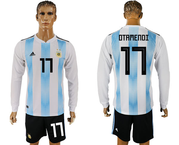 2018 World Cup Men Argentina #17 Otamendi Home Long Sleeves Soccer Country Jersey