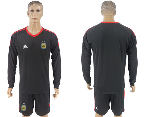 2018 World Cup Men Argentina Home Long Sleeves Black Soccer Country Jersey