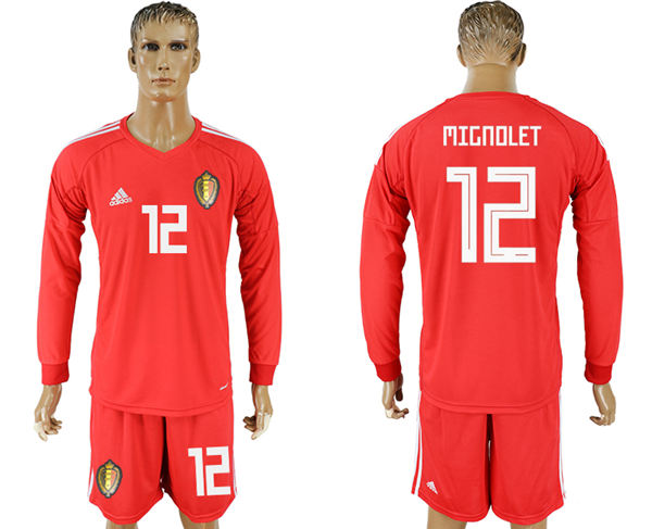 2018 World Cup Men Belgium #12 Mignolet Home Long Sleeves Soccer Country Jersey