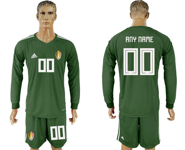 2018 World Cup Men Belgium Dack Green Home Long Sleeves Customized Soccer Country Jersey