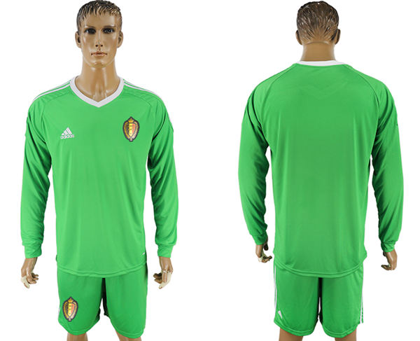 2018 World Cup Men Belgium Green Home Long Sleeves Soccer Country Jersey