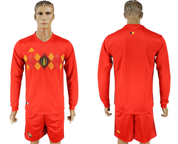 2018 World Cup Men Belgium Home Long Sleeves Soccer Country Jersey