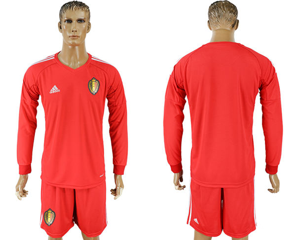 2018 World Cup Men Belgium Red Home Long Sleeves Soccer Country Jersey