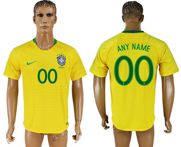 2018 World Cup Men Brazil Blank Home Yellow Customized Soccer Country Jersey