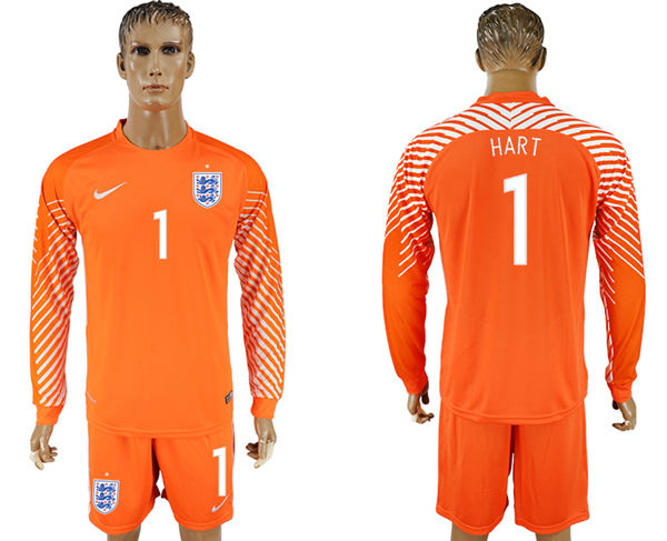 2018 World Cup Men England #1 Hart Home Long Sleeves Orange Soccer Country Jersey