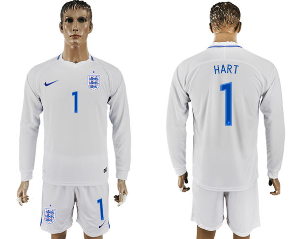 2018 World Cup Men England #1 Hart Home Long Sleeves Soccer Country Jersey