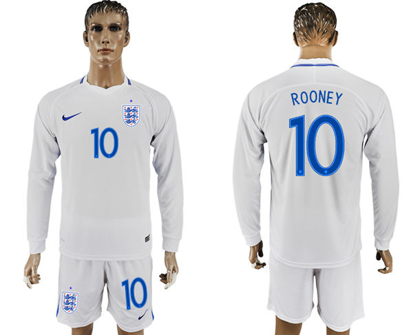 2018 World Cup Men England #10 Rooney Home Long Sleeves Soccer Country Jersey 2018 World Cup Men England #10 Rooney Home Long Sleeves Soccer Country Jersey