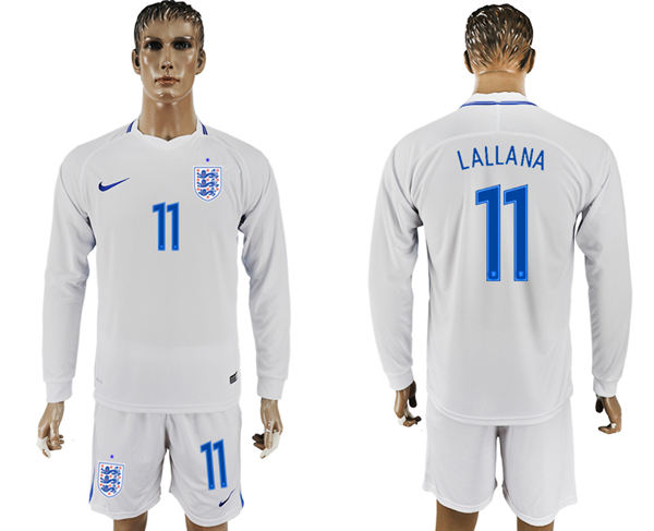 2018 World Cup Men England #11 Lallana Home Long Sleeves Soccer Country Jersey