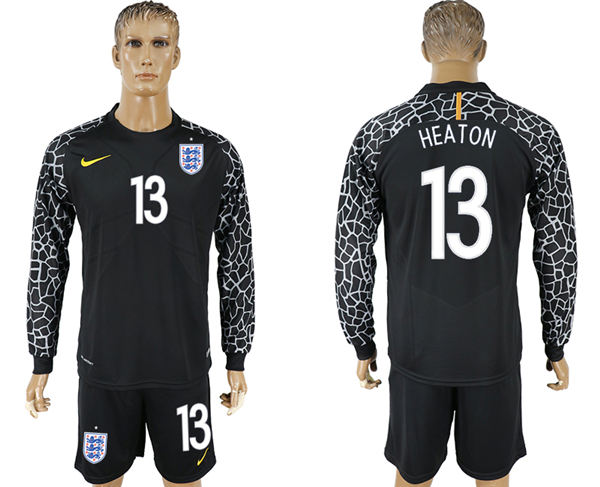 2018 World Cup Men England #13 Heaton Home Long Sleeves Black Soccer Country Jersey 2018 World Cup Men England #13 Heaton Home Long Sleeves Black Soccer Country Jersey
