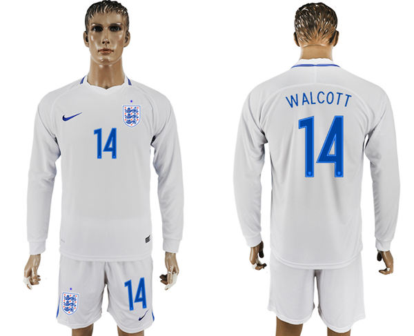 2018 World Cup Men England #14 Walcott Home Long Sleeves Soccer Country Jersey 2018 World Cup Men England #14 Walcott Home Long Sleeves Soccer Country Jersey