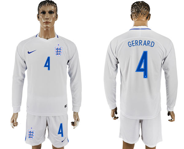 2018 World Cup Men England #4 Gerrard Home Long Sleeves Soccer Country Jersey 2018 World Cup Men England #4 Gerrard Home Long Sleeves Soccer Country Jersey