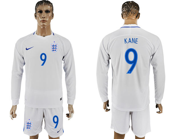 2018 World Cup Men England #9 Kane Home Long Sleeves Soccer Country Jersey