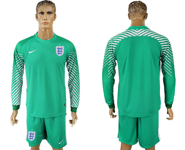 2018 World Cup Men England Home Long Sleeves Green Soccer Country Jersey