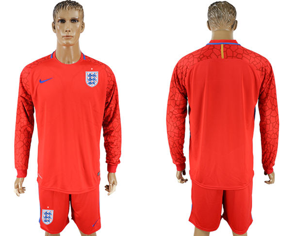 2018 World Cup Men England Home Long Sleeves Red Soccer Country Jersey