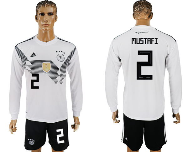 2018 World Cup Men Germany #2 Mustafi White Home Long Sleeves Soccer Country Jersey