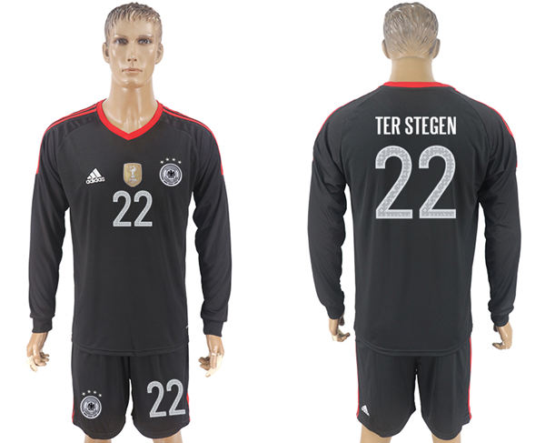 2018 World Cup Men Germany #22 Ter Stegen Black Home Long Sleeves Soccer Country Jersey 2018 World Cup Men Germany #22 Ter Stegen Black Home Long Sleeves Soccer Country Jersey