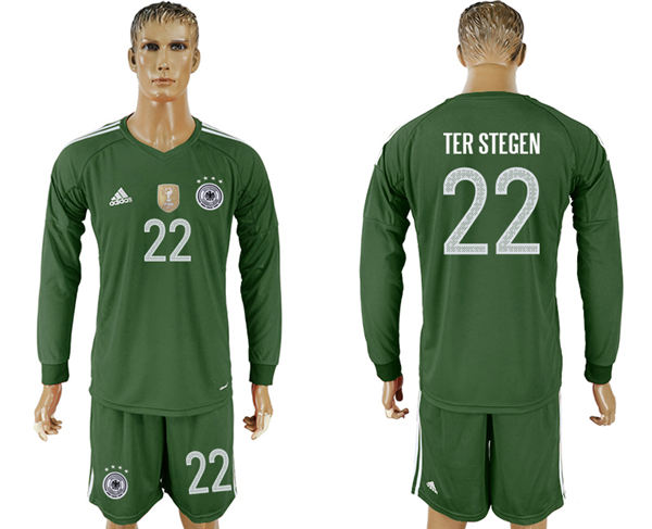 2018 World Cup Men Germany #22 Ter Stegen Dack Green Home Long Sleeves Soccer Country Jersey