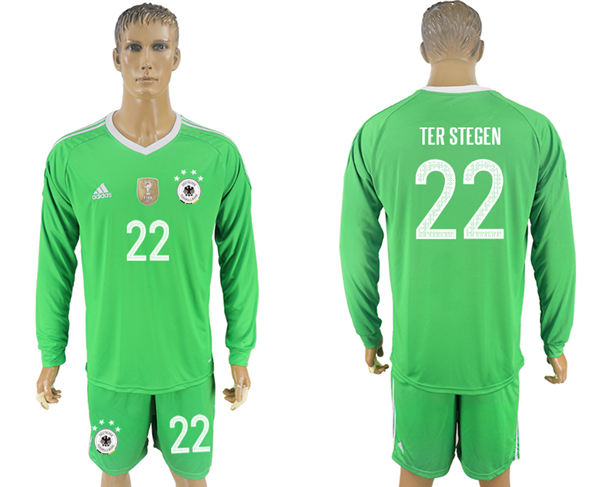 2018 World Cup Men Germany #22 Ter Stegen Green Home Long Sleeves Soccer Country Jersey 2018 World Cup Men Germany #22 Ter Stegen Green Home Long Sleeves Soccer Country Jersey