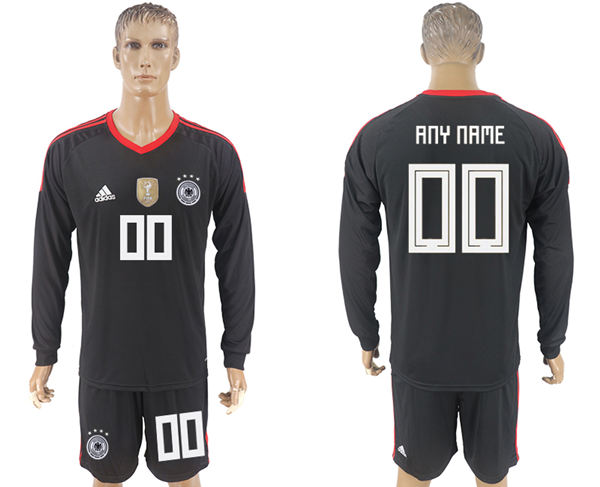 2018 World Cup Men Germany Black Home Long Sleeves Customized Soccer Country Jersey