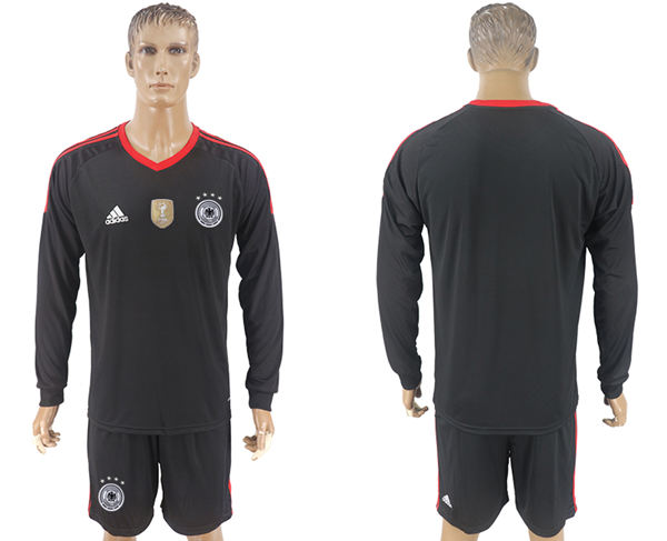 2018 World Cup Men Germany Black Home Long Sleeves Soccer Country Jersey