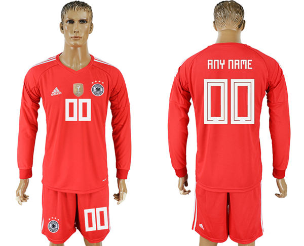 2018 World Cup Men Germany Red Home Long Sleeves Customized Soccer Country Jersey