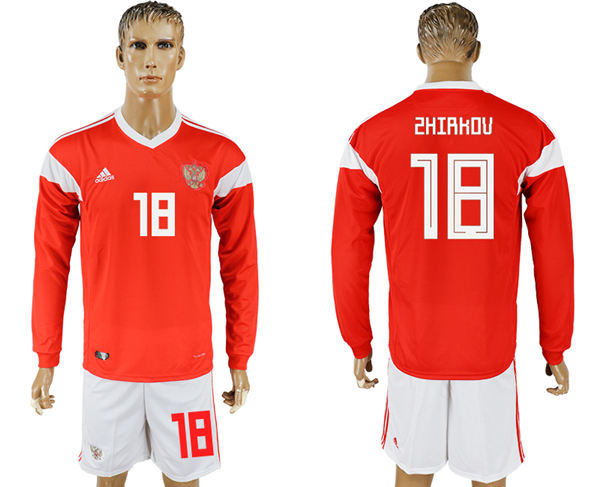 2018 World Cup Men Russia #18 Zhirkov Red Home Long Sleeves Soccer Country Jersey