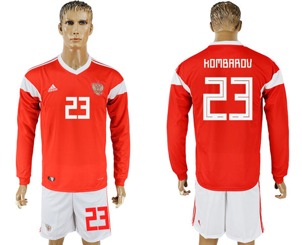 2018 World Cup Men Russia #23 Kombarov Red Home Long Sleeves Soccer Country Jersey