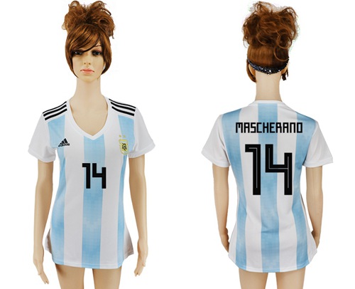 2018 World Cup Women's Argentina #14 Mascherano Home Soccer Country Jersey