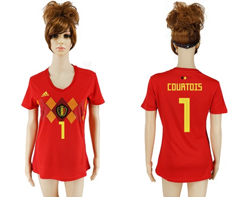 2018 World Cup Women's Belgium #1 Courtois Red Home Soccer Country Jersey