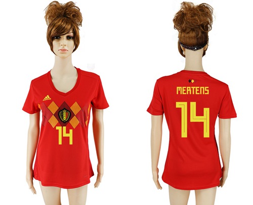 2018 World Cup Women's Belgium #14 Mertens Red Home Soccer Country Jersey