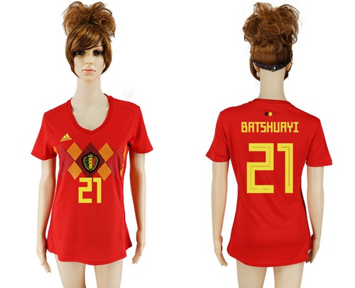 2018 World Cup Women's Belgium #21 Batshuayi Red Home Soccer Country Jersey