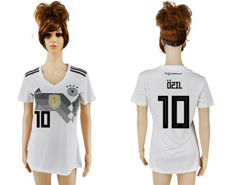 2018 World Cup Women's Germany #10 Ozil White Home Soccer Country Jersey