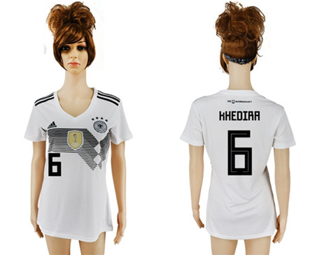 2018 World Cup Women's Germany #6 Khedira White Home Soccer Country Jersey