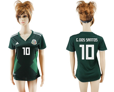 2018 World Cup Women's Mexico #10 G.Dos Santos Home Soccer Country Jersey