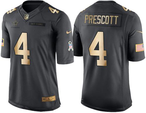 Nike Cowboys Men's Stitched NFL Limited Gold Salute to Service Jersey