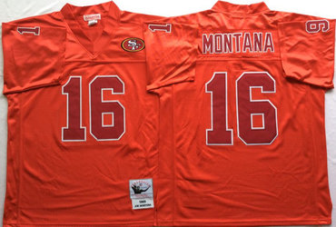 49ers 16 Joe Montana Red Throwback Jersey 49ers 16 Joe Montana Red Throwback Jersey