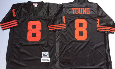 49ers 8 Steve Young Black Throwback Jersey 49ers 8 Steve Young Black Throwback Jersey