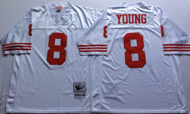 49ers 8 Steve Young White Throwback Jersey 49ers 8 Steve Young White Throwback Jersey