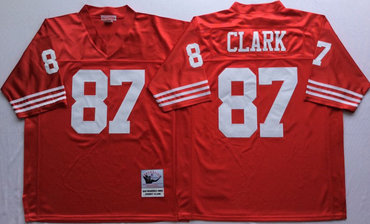 49ers 87 Dwight Clark Red Throwback Jersey 49ers 87 Dwight Clark Red Throwback Jersey