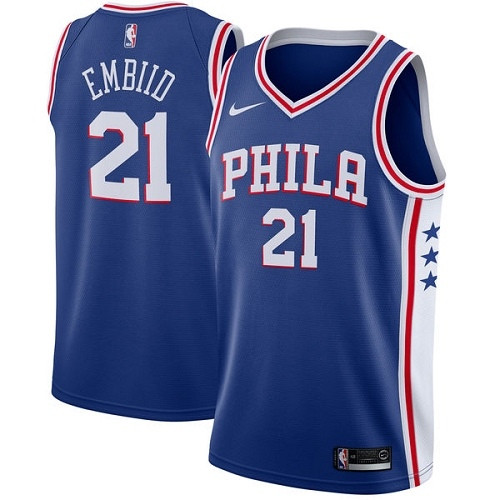 76ers #21 Joel Embiid Blue Women's Basketball Swingman Icon Edition Jersey