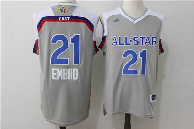 76ers #21 Joel Embiid Gray 2017 All Star Stitched NBA Jersey