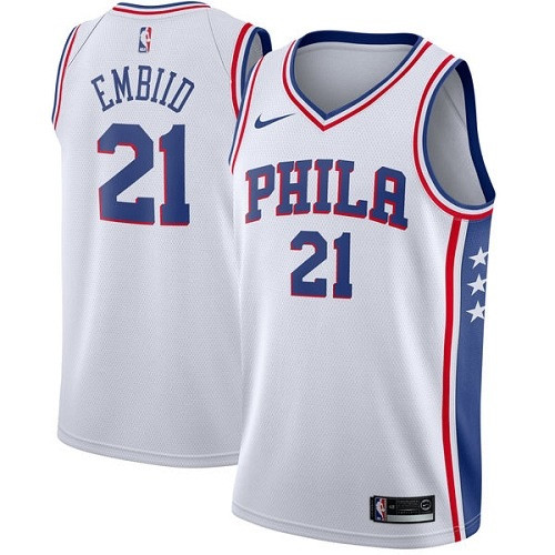 76ers #21 Joel Embiid White Women's Basketball Swingman Association Edition Jersey